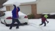 Oh no, daddy! That snow ball was too big!